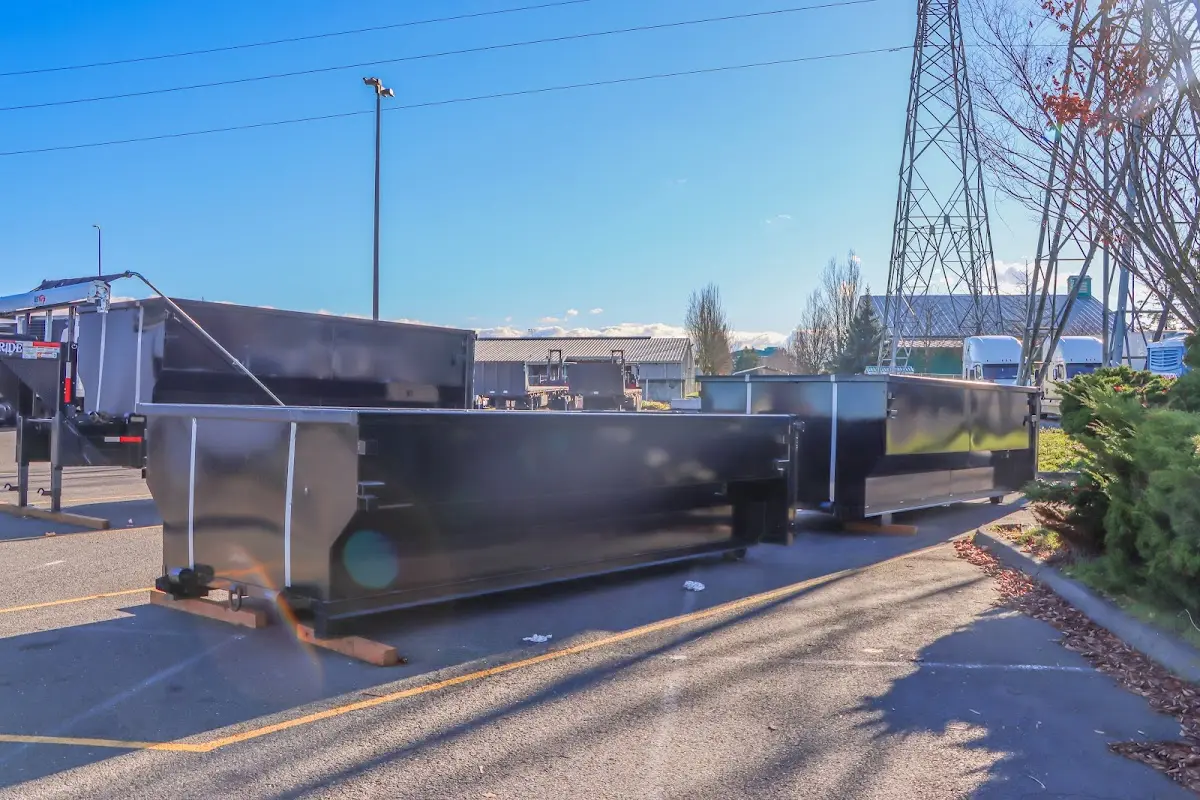 Roll-off dumpster ready for waste disposal at job site for 2 Yard Dumpster Rental in Peach Bottom